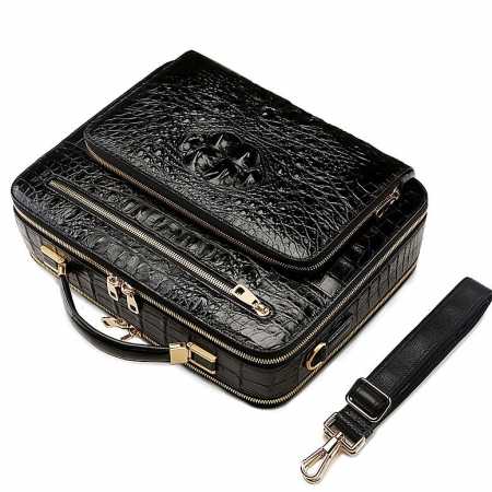 Handmade Crocodile Leather Briefcase Messenger Laptop Bag-Details