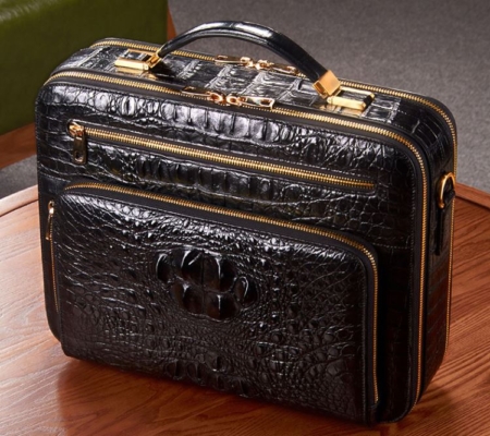 Handmade Crocodile Leather Briefcase Messenger Laptop Bag-Display