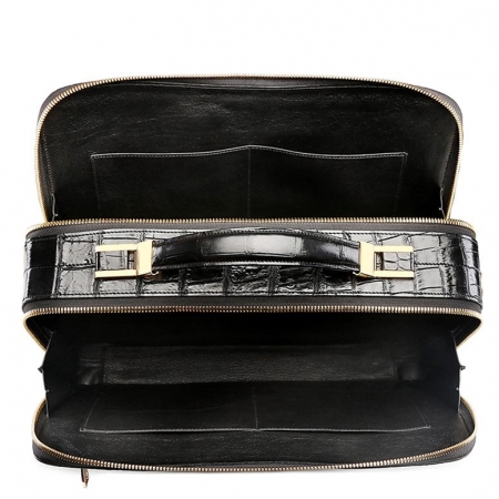 Handmade Crocodile Leather Briefcase Messenger Laptop Bag-Top