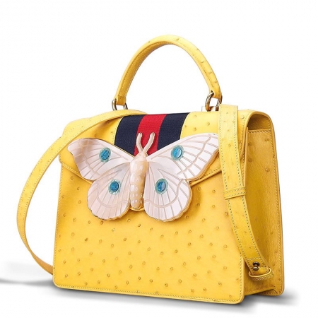 Luxury Genuine Ostrich Leather Handbag Crossbody Bag-Display