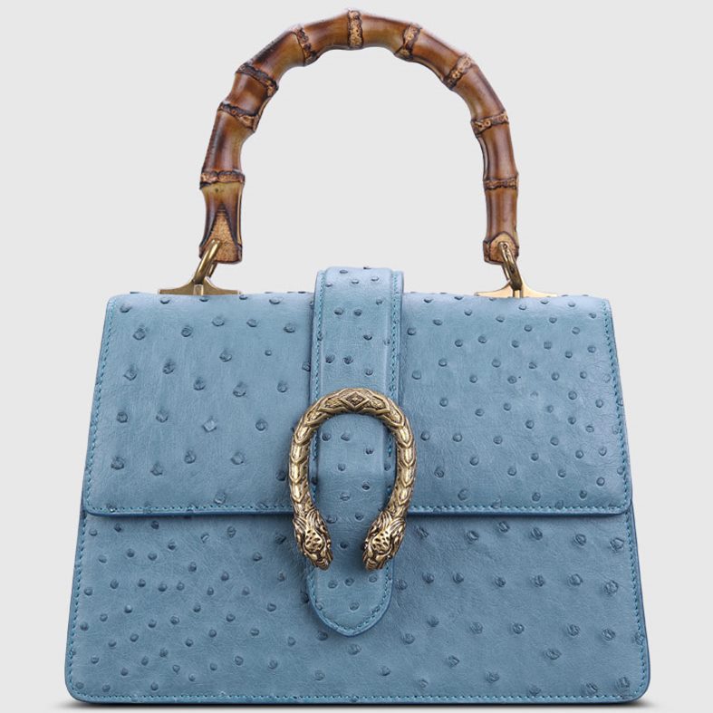 Blue Ostrich Handbag