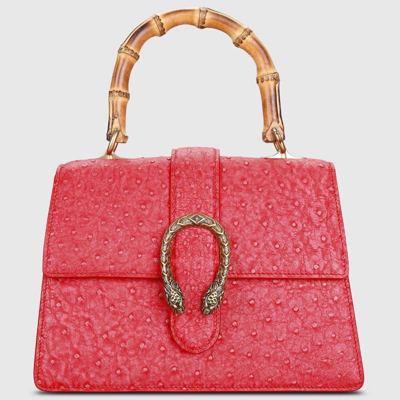 LONDON FOG Scarlet Red Faux Ostrich Handbag with Crossbody