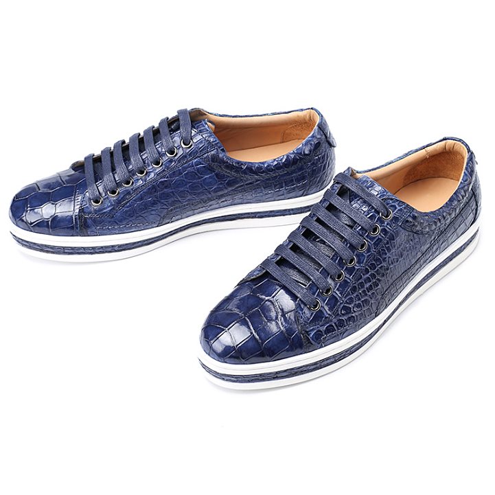 blue leather lace up shoes