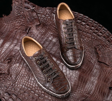 Alligator Leather Sneakers Low Top Mens Fashion Alligator Sneakers-Display