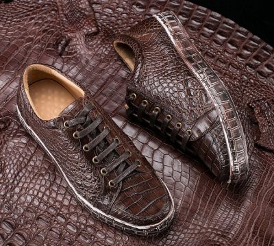 Classic Alligator Leather Sneakers Low Top Mens Fashion Alligator Sneakers