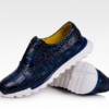 Alligator Leather Walking Sneakers-Blue-Display