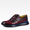 Alligator Leather Walking Sneakers-Burgundy