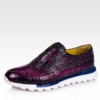 Alligator Leather Walking Sneakers-Purple