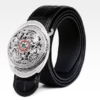 Alligator Skin Belt with Natural Zircons and Fenghuang Pattern Pin Buckle