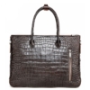 Casual Alligator Leather Padlock Briefcase Shoulder Cross-body Laptop Business Bag-Back