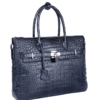Casual Alligator Leather Padlock Briefcase Shoulder Cross-body Laptop Business Bag-Blue-1