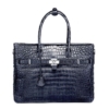Casual Alligator Leather Padlock Briefcase Shoulder Cross-body Laptop Business Bag-Blue