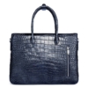 Casual Alligator Leather Padlock Briefcase Shoulder Cross-body Laptop Business Bag-Blue-Back