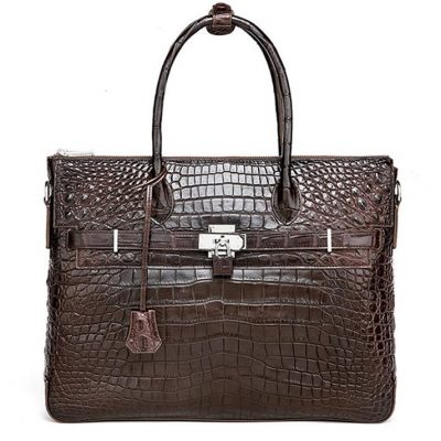 Casual Alligator Leather Padlock Briefcase Shoulder Cross-body Laptop Business Bags