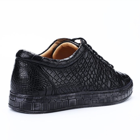 Classic Alligator Leather Sneakers Low Top Mens Fashion Alligator Sneakers-Black-Details