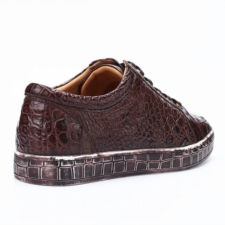 Classic Alligator Leather Sneakers Low Top Mens Fashion Alligator Sneakers-Brown-Details