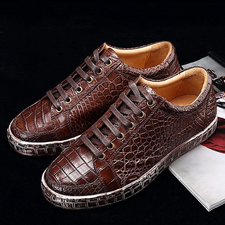 Classic Alligator Leather Sneakers Low Top Mens  Fashion 