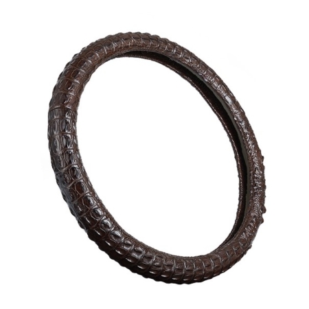 Crocodile & Alligator Leather Steering Wheel Cover-Brown