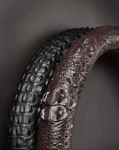 Crocodile & Alligator Leather Steering Wheel Cover Universal 15 inch-Details-1