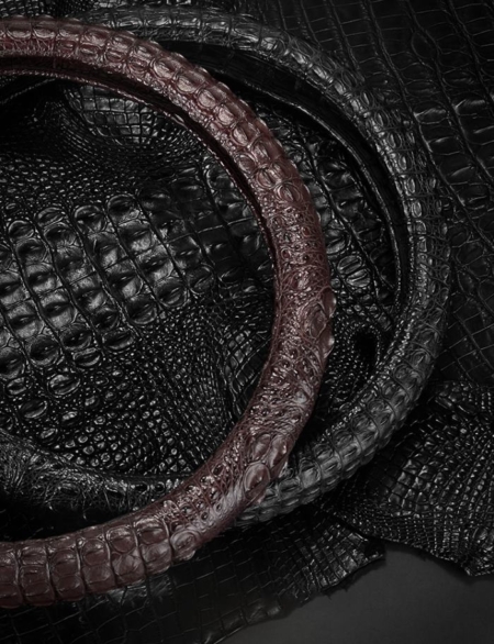 Crocodile & Alligator Leather Steering Wheel Cover Universal 15 inch-Details