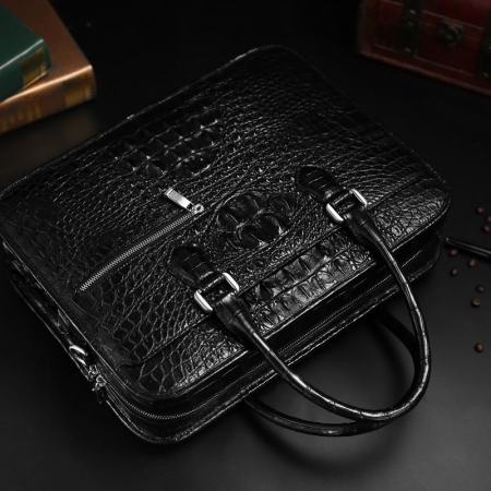 Crocodile Leather Briefcase Laptop Handbag Messenger Business Bags for Men-Display