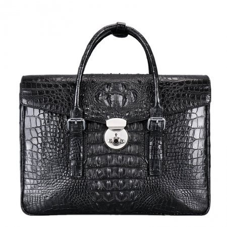 Crocodile Leather Flapover Briefcase Messenger Bag