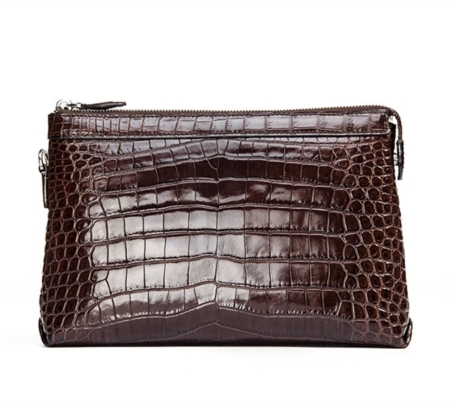 Designer Alligator Leather Large Wallet With Strap Wristlet Clutch Bag for Men-Back