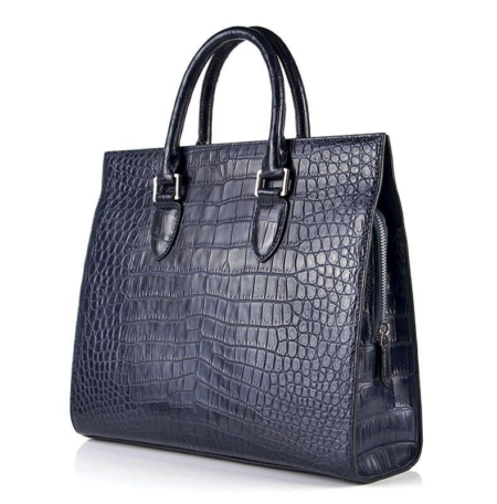 Formal Alligator Briefcase Shoulder Laptop Business Bag-Blue