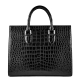 Formal Alligator Leather Briefcase Shoulder Laptop Business Bag-Black