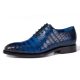 Genuine Alligator Leather Derby Shoes in Goodyear Welt-Blue