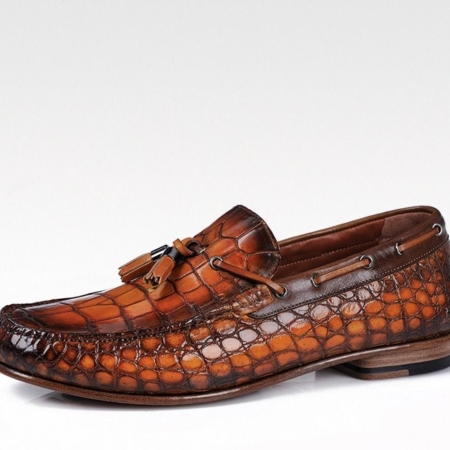 Handcrafted Alligator Classic Tassel Loafer Leather Lined Shoes for Men