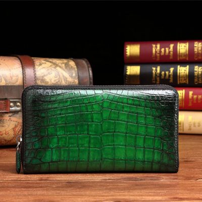 Handcrafted Alligator Leather Wallet Business Organizer Purse for Men