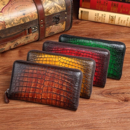 Handcrafted Alligator Leather Wallets Business Organizer Purse for Men-Display