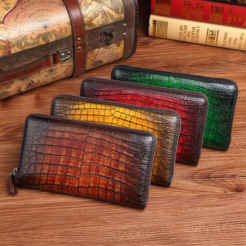 Handcrafted Alligator Leather Wallets Business Organizer Purse for Men