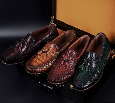 Handcrafted Men's Alligator Classic Tassel Loafer Leather Lined Shoes-Display