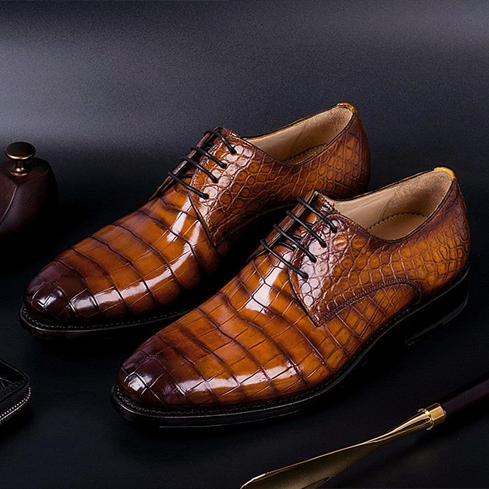 Handcrafted Men's Classic Alligator Leather Dress Shoes Goodyear Welt