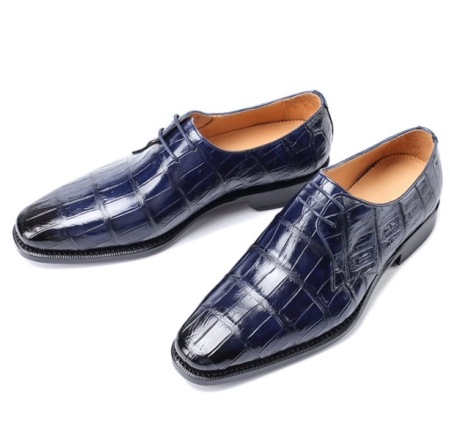 Men's Premium Alligator Skin Derby Shoes-Blue