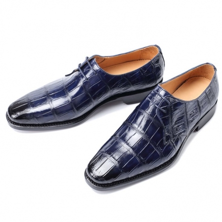 Men's Premium Alligator Skin Derby Shoes-Blue