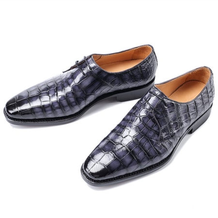 Men's Premium Alligator Skin Derby Shoes-Gray