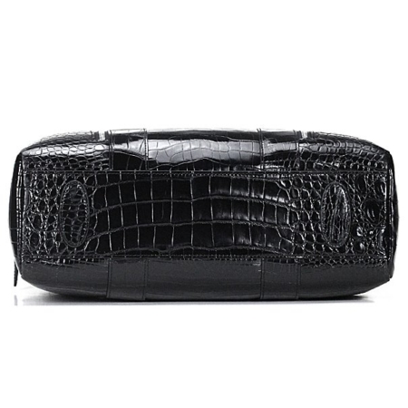 Shiny Black Alligator Briefcase Messenger Bag Business Office Bag for Men-Bottom