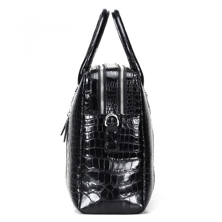 Shiny Black Alligator Briefcase Messenger Bag Business Office Bag for Men