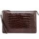 Alligator Envelope Clutch Bag Business Portfolio Briefcase Large Wallet With Strap-Brown