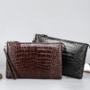 Alligator Envelope Clutch Bag Business Portfolio Briefcase Large Wallet With Strap-Display