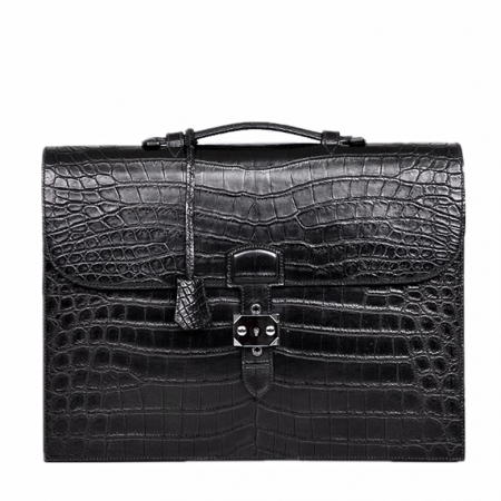 Alligator Leather Briefcase Laptop Bag Messenger Bag with Lock