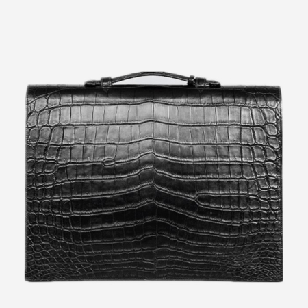 Alligator Leather Briefcase Laptop Bag Messenger Bag with Lock-Back