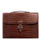 Alligator Leather Briefcase Laptop Bag Messenger Bag with Lock-Brown