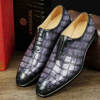Alligator Leather Dress Shoes Goodyear Welt-Gray