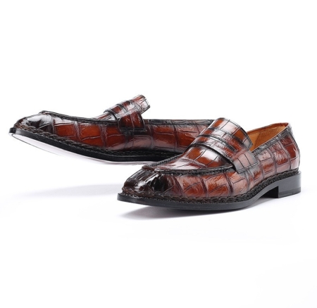 Alligator Leather Loafers Shoes Slip-On Dress Shoes for Men