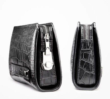 Alligator Leather Wallet Business Alligator Clutch With Lock-Side