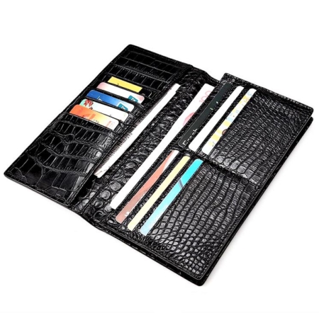 Alligator Multi-Card Long Bifold Wallet Alligator Suit Wallet for Men-Black-Inside